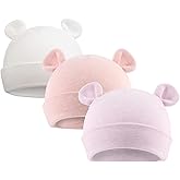 Original Cotton Newborn Hats for Girls Striped Preemie Baby Hats Bear Ears Infant Boys Beanies 0-6 Months