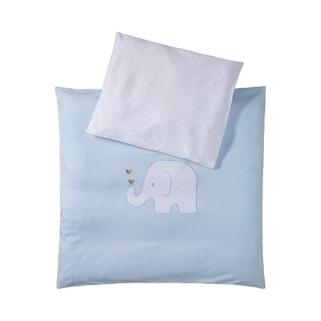 BORNINO HOME Jersey-Bettwäsche/Bettwäsche-Set - Jersey Bettwäsche, mit Elefant, Farbe: blau, Kissen: 35x40 cm und Decke: 80x8