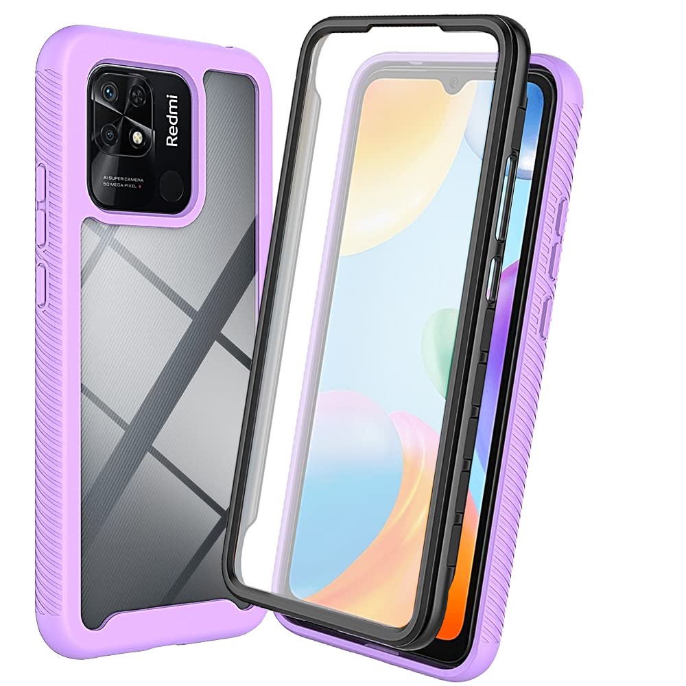 XINNI Case for Xiaomi Redmi 10C, 360 Degree Shockproof Protective All-Round Protection with Built-in Screen Protector, Robust Bumper Outdoor Cover, Light Purple — image 1