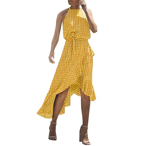 Hochwertige und einzigartige Damenbekleidung, Damen Sommer Strand ärmelloses Kleid Damen Finden Freizeitkleidung WUDUBE-Fachg