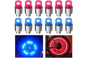 FICBOX 12 PCS LED Wheel Lights Flash Light Tire Valve Cap Lamp for Car Trucks Motorcycle Bike (Blue+Red)