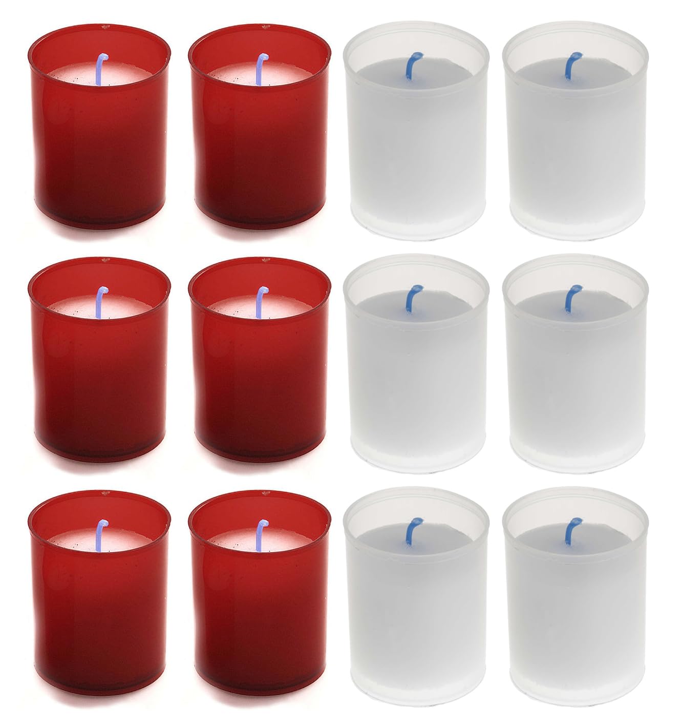 AROMATIS - Set of 6 Red Candles + 6 White Candles 6.5 x 4.7(Ø) cm (2.56 x 1.85 In.) - Votive Candle - Liturgical Candle Deseos - Duration 24 hours