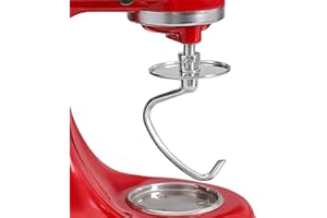 KINGEAGLE Stainless Steel Dough Hook for KitchenAid 4.5-5 Quart Tilt-Head Stand Mixers, Dishwasher Safe Metal Kneading Bread Hook Attachment for Kitchen Aid