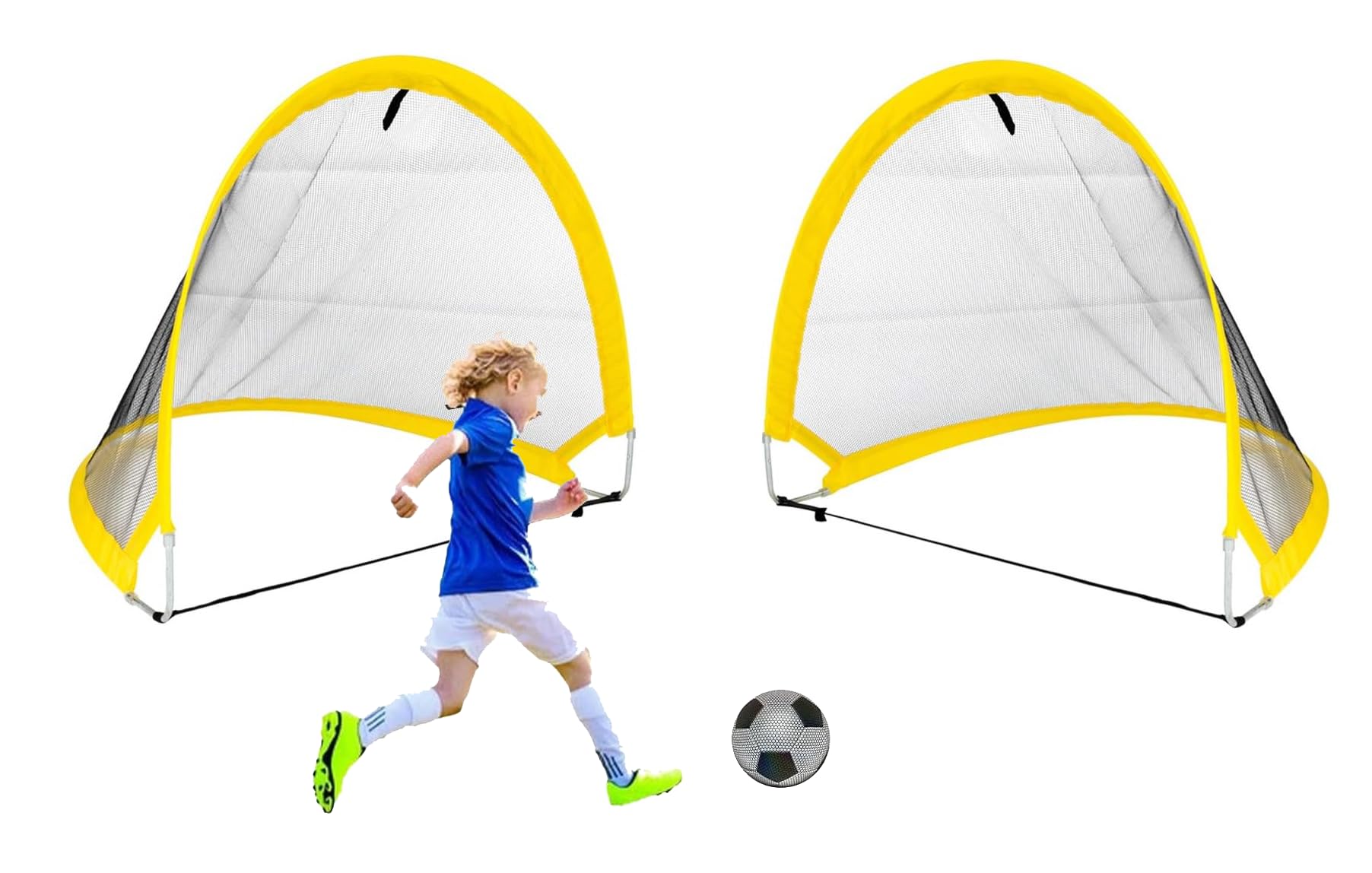 Set of 2 Folding Football Goals for Children with Carry Case Set Football Goals Self Assembly Fast Assembly for Garden Park Beach Home Portable Foldable for Children and Adults