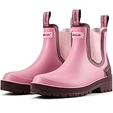 SUREWAY Women's Short Ankle Rain Boots,Waterproof Rubber Garden Shoes,Slip Resistant Chelsea Rain Boots For Ladies