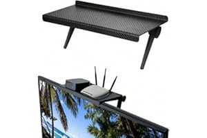 TV Top Shelf Mounting Bracket 10.2 Inch Flat Panel Mount Adjustable Mount on Monitors to Hold Cable Boxes, Apple TV, Camera, 