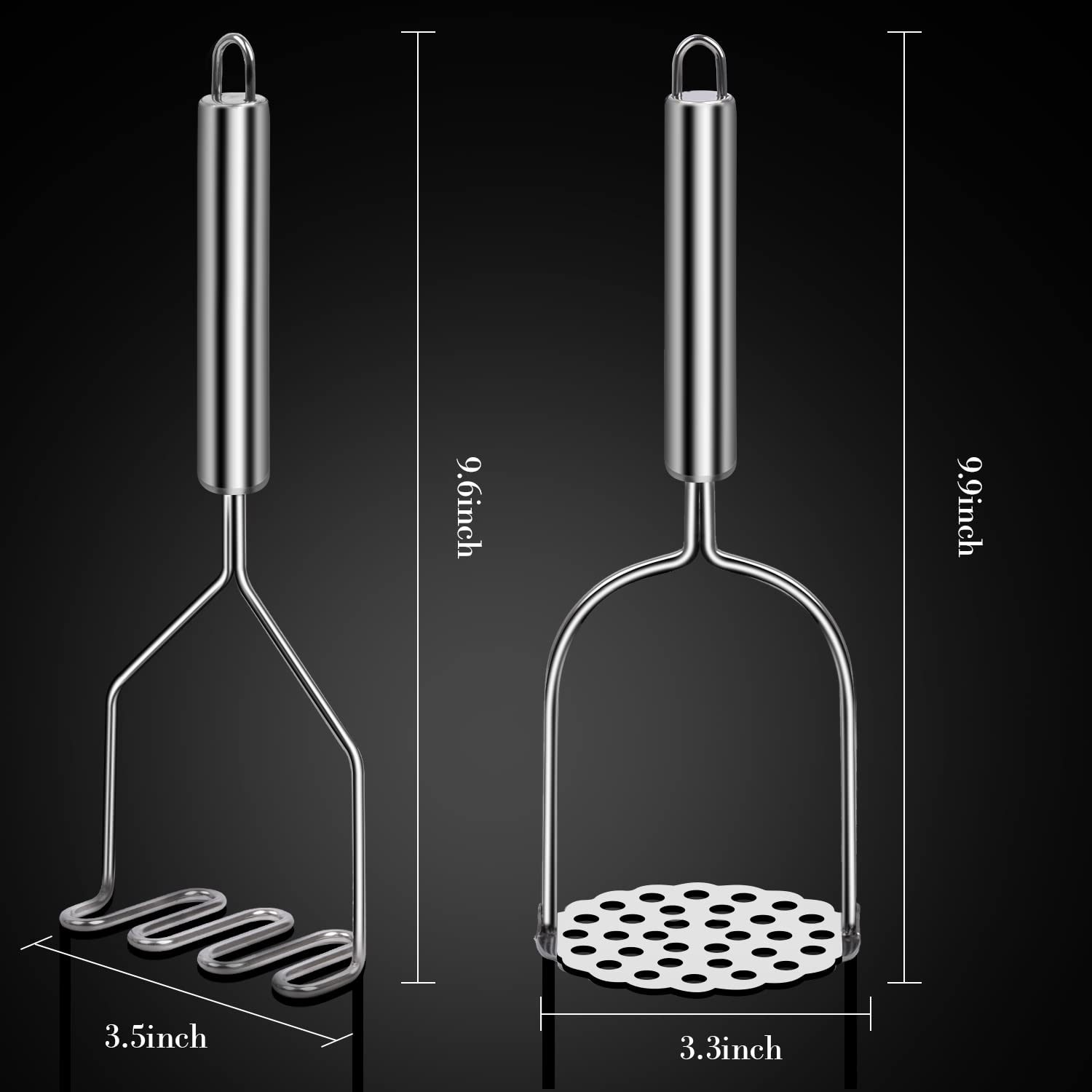 Kartoffelstampfer, Sopito 2 Stück Kartoffel Stampfer aus Edelstahl kartoffelpresse Edelstahl Rostfrei Spülmaschinenfest, Potato Masher für Gemüse und Früchte 6