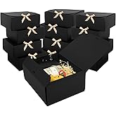 LWYMX 12 Pack Black Gift Boxes with Lids Bulk, Bridesmaid Proposal Box with Ribbon, Gift Boxes for Wedding,Birthday,Baby Shower and the Other Parties (10''x 8'' x 4'')