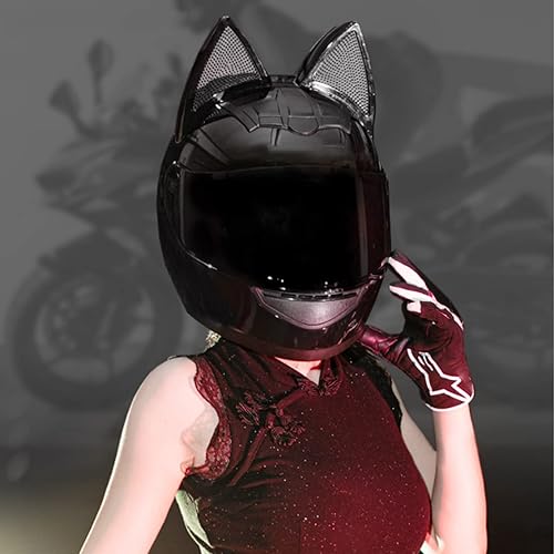 Full Face Women Cat Ears Motorcycle Street Helmets Men Moto Knight