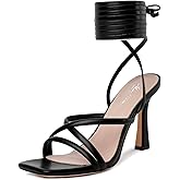 Mostrin Womens Sandals Strappy Heels for Women Lace Up Square Open Toe Heels Tie Up High Heeled Sandals for Prom, Party, Daily Wear