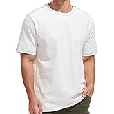 VEIISAR Men's Heavy Weight Crew Neck T-Shirt - Mens Premium 100 Cotton Thick Tees Pre Shrunk