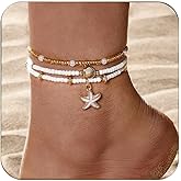 nylry Shell Ankle Bracelet Set for Women Beach Anklets for Women Boho Beaded Adjustable Anklet Hawaiian Beach Seashell Starfish Conch Foot Jewelry Summer Accessories Gifts