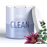 Candle-Lite Pure Eucalyptus & Lily Odor Eliminating Scented Candles, Neofresh Technology Eliminates 99.9% of Odors, 16 oz 2-Wick Jar, Proudly Poured in The USA, Up to 60 Hours Burn Time