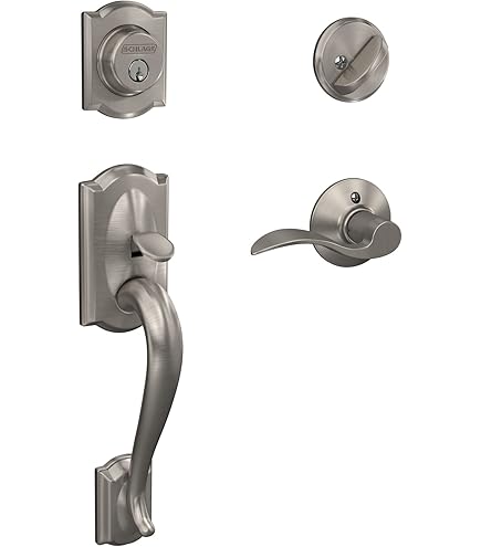 Schlage F60 V CAM 619 GEO Camelot Front Entry Handleset with