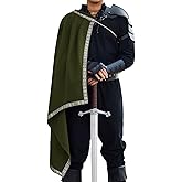 Runcati Mens Renaissance Shawl Half Shoulder Cape Medieval Samurai Cloak LARP Warrior Ren Faire Halloween Costume