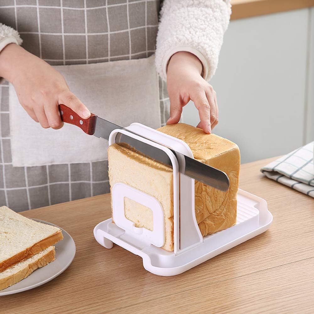 Bread Slicer, Adjustable Toast Slicer Folding Bread Toast