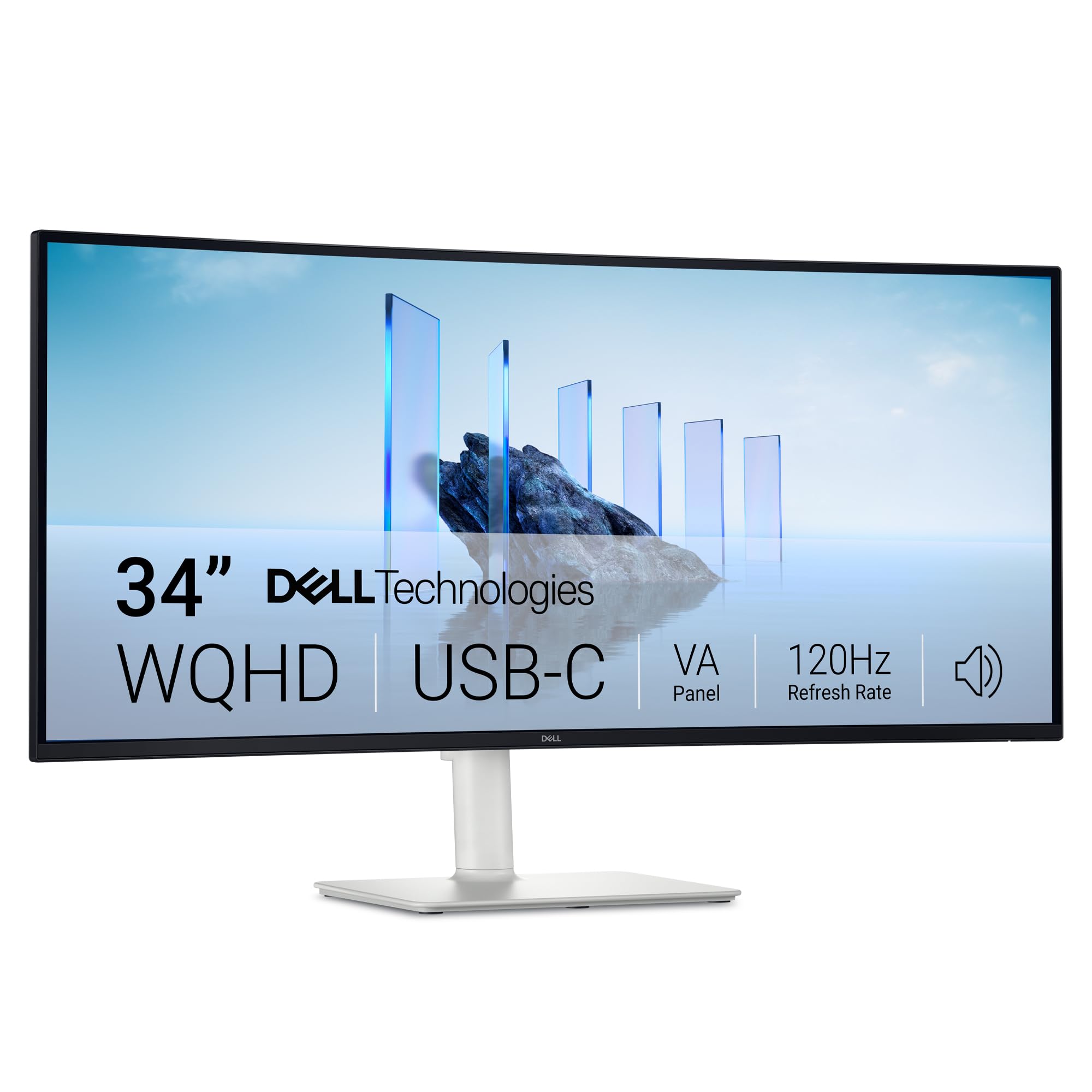 Dell 34 Plus USB-C Monitor - S3425DW, WQHD (3440x1440), 21:9 Curvo, 120Hz, VA, 1ms, AMD FreeSync Premium, HDR10, Regolabile in Altezza, Altoparlanti integrati, 2 USB-C, 2 HDMI, 3 Anni di Garanzia