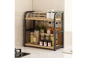 Hbluefat Countertop Shelf Organizer, Adjustable 2 Tier Kitchen Spice Rack, Dresser Tabletop Perfume Cosmetics Display Shelf, 