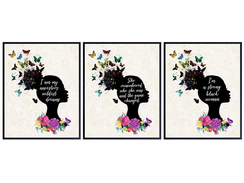 Buy Motivational Wall Art Uplifting Encouragement Gift Set for African American Women, Black