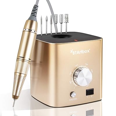 Nail Drill for Acrylic Nails - Professional Nail Drill Machine BTArtbox 30000 rpm Electric Efile Nail Drill for Gel Nails Remove Poly Nail Gel Gift for Women Home and Salon Use, Gold
