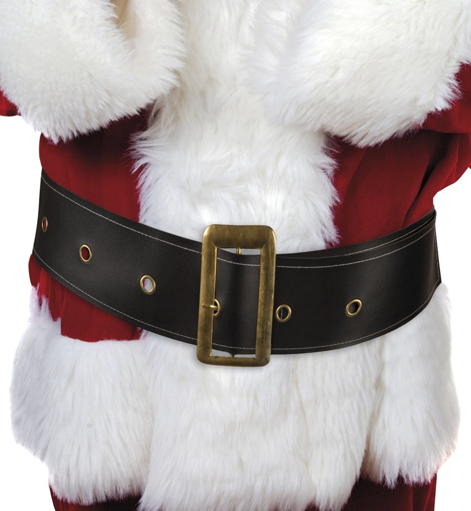 Shoperama Santa Claus faux leather belt with a golden buckle, black, 150 cm