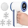 iRUNTEK Fabric Shaver, Rechargeable Lint Shaver, Electric Lint Remover with LED Display & Big Trash Box, Sweater Shavers to Remove Pilling, 3-Speeds Fuzz Remover for Clothes, Furniture, Couch, Blue