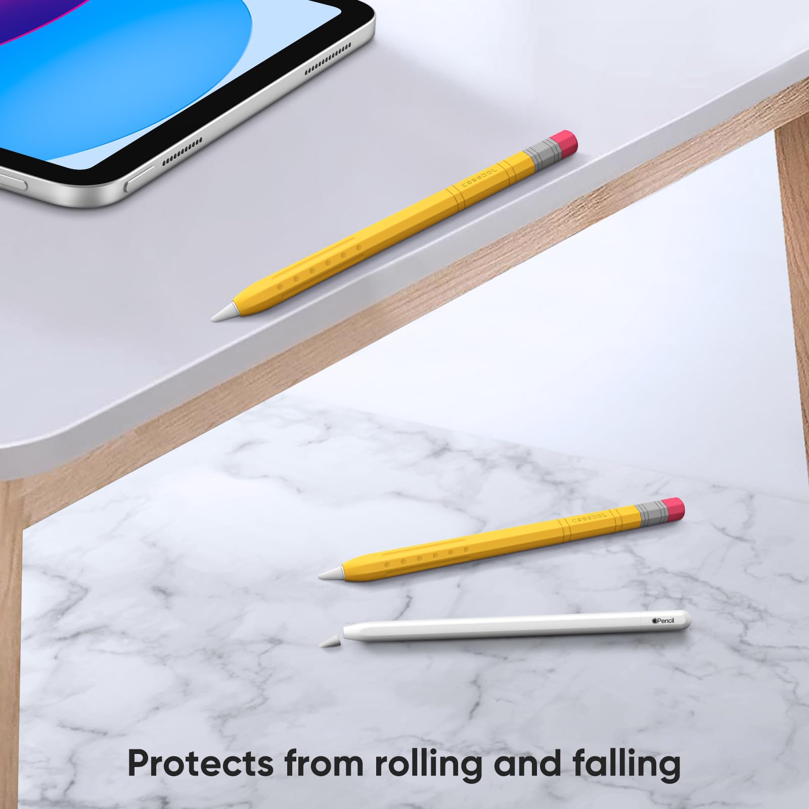 Fintie Silicone Sleeve for Apple Pencil (USB-C), Light Pen Skin Case Cover Soft Protective Anti-Slip Pencil Grip Holder, Supports Magnetic Attachment, Yellow