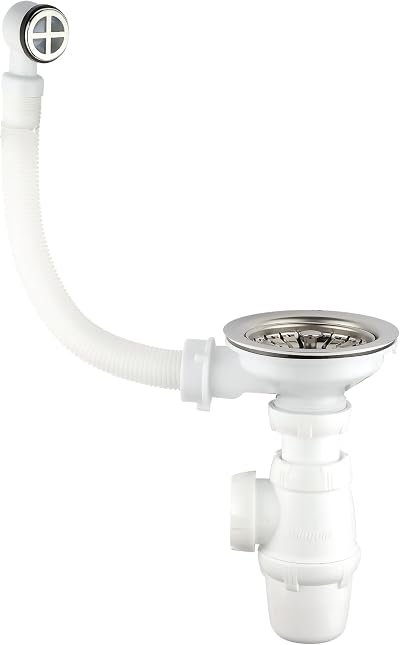 Wirquin Sink Waste & Siphon Set 1 Basin Chrome White Classic Tapon France Made