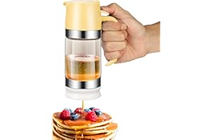 HOMKULA Glass Honey Dispenser No Drip, Maple Syrup Dispenser for Coffee, Tea, Pancake, Yellow (9 OZ, 1 Pack) C04