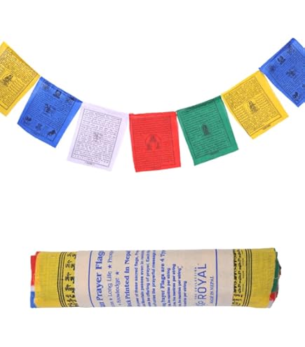 IShyan Banderas De Oración Tibetanas Para Exteriores, 10 Banderas De Satén, 11 X 14 Pulgadas, Multicolor
