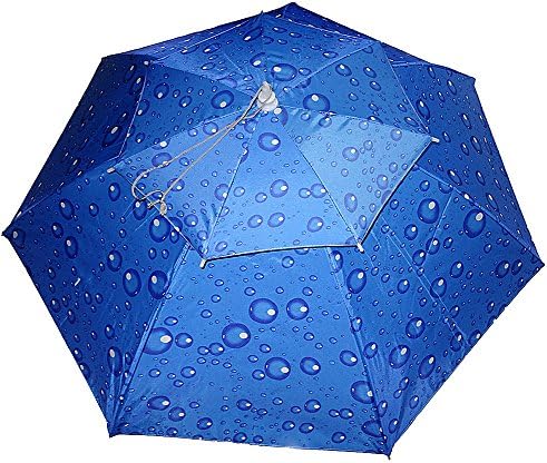 Double Layer 37''Diameter Fishing Fold Headwear Umbrella Hat Ventilation Uv Protection