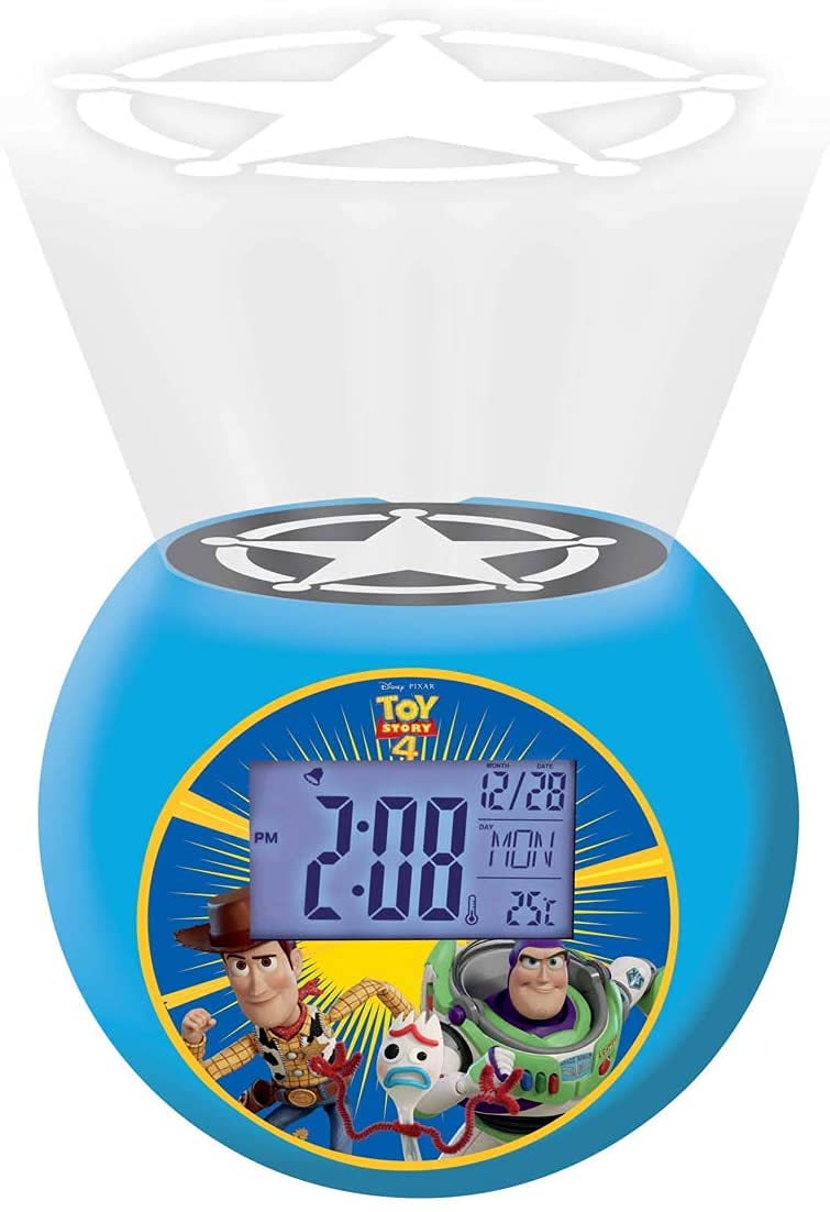 LEXIBOOK, Toy Story, Woody & Buzz, Radio projector clock, sound effects, battery-powered, Blue, RL975TS