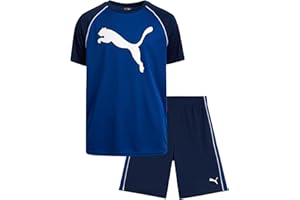 PUMA Boys' Active Shorts Set - 2 Piece Dry Fit T-Shirt and Performance Gym Shorts - Activewear Clothing Set for Boys (S-L)