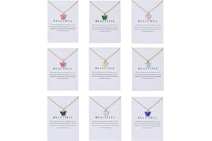 Rrdaily 9 Pcs Dainty Colorful Butterfly Pendant Necklace Set for Women,Bohemian Acrylic Butterfly Chain Necklace Cute Jewelry Gift