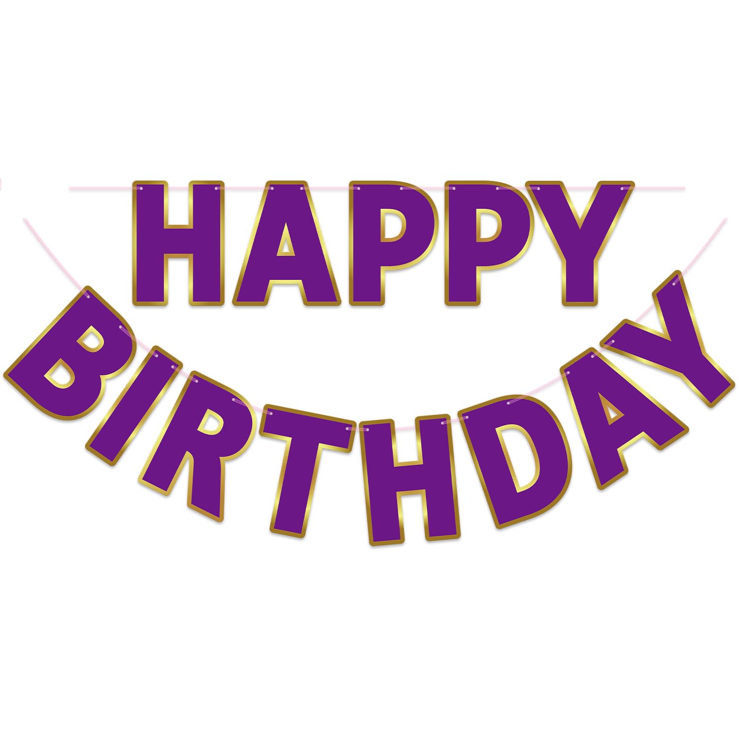 Photo 1 of LITAUS Happy Birthday Banner 9ft Purple - Pre-Strung No DIY Backdrop Sign for Parties, Adults, Kids, Women & Girls - Birthday Decorations & Party Supplies