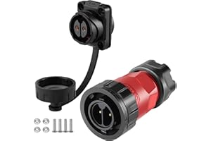 CNLINKO YM-20 2 PIN Waterproof Connector, IP68 Circular Connector, Quick Plugging Aviation Connector, PBT Plastic Shell Solder Connector M20 Male -Female Flange Socket (2 PIN)