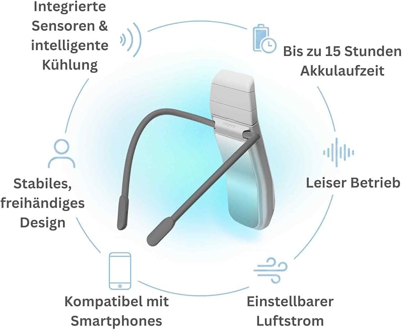 Sony Reon Pocket Pro Plus, tragbares Nackenband, intelligente Temperaturregelung, leiser Luftstrom, bis zu 15 Stunden Akkulaufzeit, freihändig, leicht, bequem, unauffällig, smartphonekompatibel
