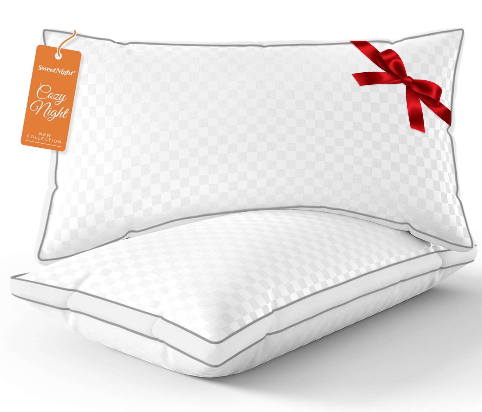 View 1 of ***SIMILAR***

weetNight Bed Pillows Queen Size Set of 2, Fluffy Luxury Hotel Pillows Collection Gusseted for Neck and Shoulder, Side Back Stomach Sleeper Pillow, Cozy Night 18"X28"