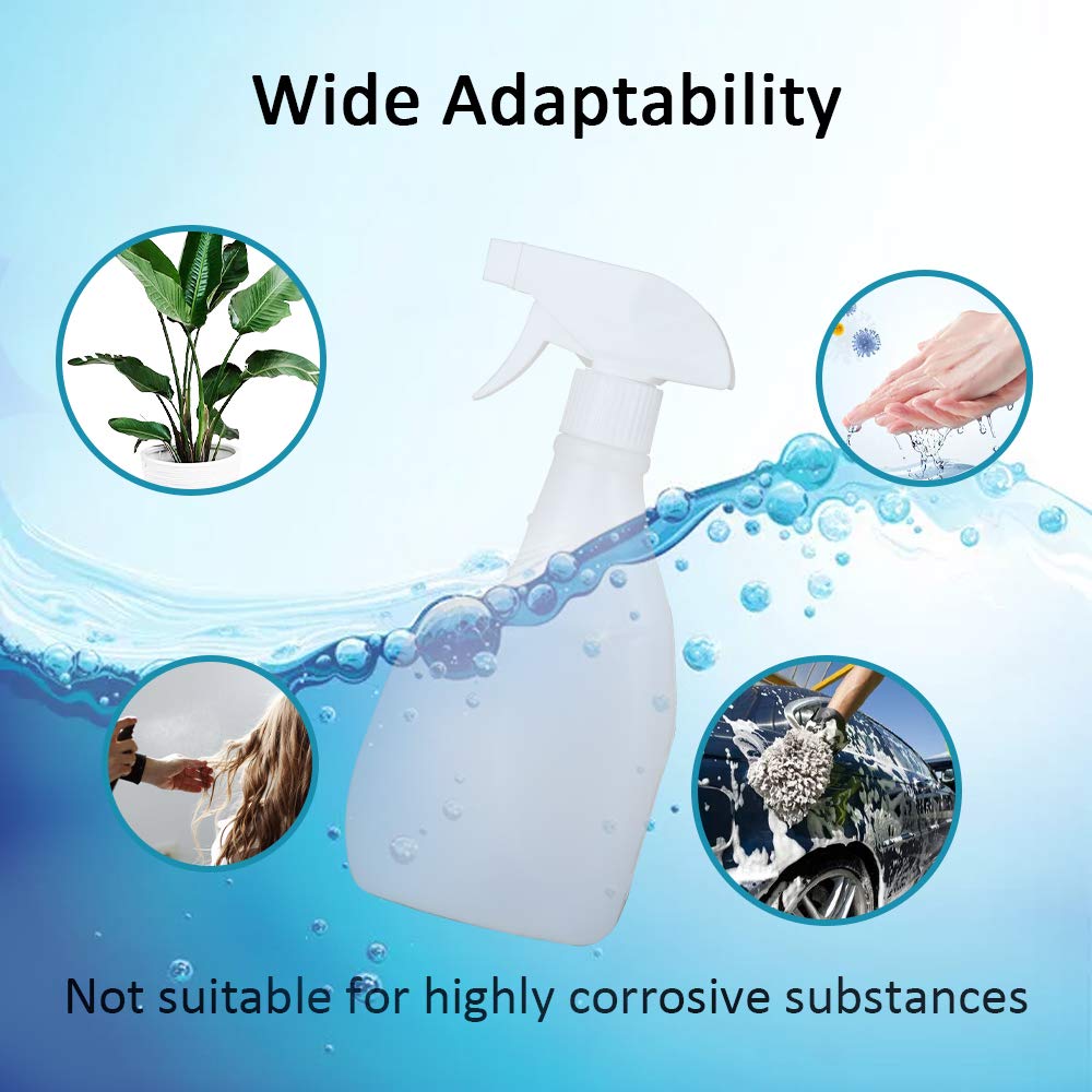 Spray Bottle 4 Pack, 16 oz for Cleaning, Plastic Empty Spray Bottles Sprayer for Bleach, Auto Detailing, Watering Plants, Haircuts, Disinfectant, Chemicals: Industrial & Scientific