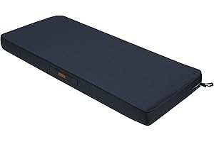 Magpie Fabrics Outdoor Bench Cushion 42 x 18 Inch, Waterproof Fade Resistant Patio Garden Loveseat Sofa Settee Couch Swing Pads with Carry Handle and Ties, Navy