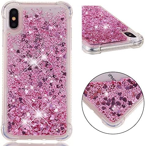Love Sound Case for iPhone XS Max, Flowing Liquid Floating Fashion Bling Glitter Love Heart Soft TPU Bumper Shockproof Protective Phone Case Cover for Apple iPhone XS Max 6.5 Inch 2018 (Rose Gold)
