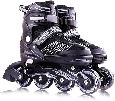 Amazon インラインスケート 子供 大人用 ローラースケート キッズ 女の子 男の子 ローラーブレード クワッドスケート ローラーシューズ ローラーpu サイズ調整可能 発光 初心者向け 静音 通気 Misfus インラインスケート