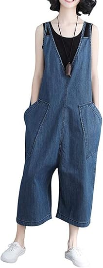 Amazon ニカ レディース サロペット デニム バックパンツ 大きいサイズ つりズボン ゆったり サロペット つなぎ オールインワン パンツ レジャー パンツ カジュアル ズボン サロペット レディース対応 ロングパンツ 通販