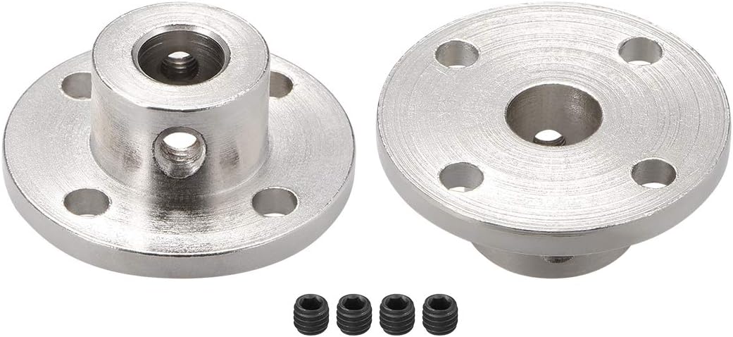 sourcing map 8mm Inner Dia H13*D16 Rigid Flange Coupling Motor Guide Shaft Coupler Motor Connector Silver Tone 2 PCS for DIY Parts