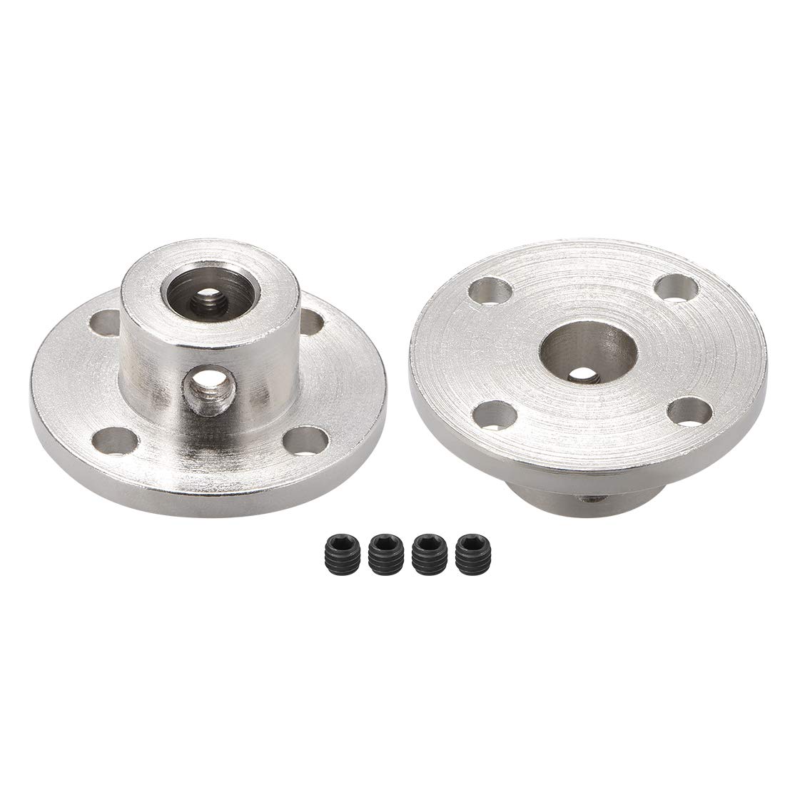 sourcing map 8mm Inner Dia H13*D16 Rigid Flange Coupling Motor Guide Shaft Coupler Motor Connector Silver Tone 2 PCS for DIY Parts