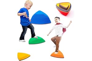 OMNISAFE Stepping Stones for Kids, Balance Lava Stones Toy for Toddlers, Non-Slip Rubber Edges & Plastic Surface, Children's Sensory Obstacle Courses, Indoor & Outdoor Promote Coordination
