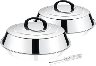 HaWare 12 Inch Cheese Melting Dome Set, 2 Pack, Stainless Steel, Heatproof