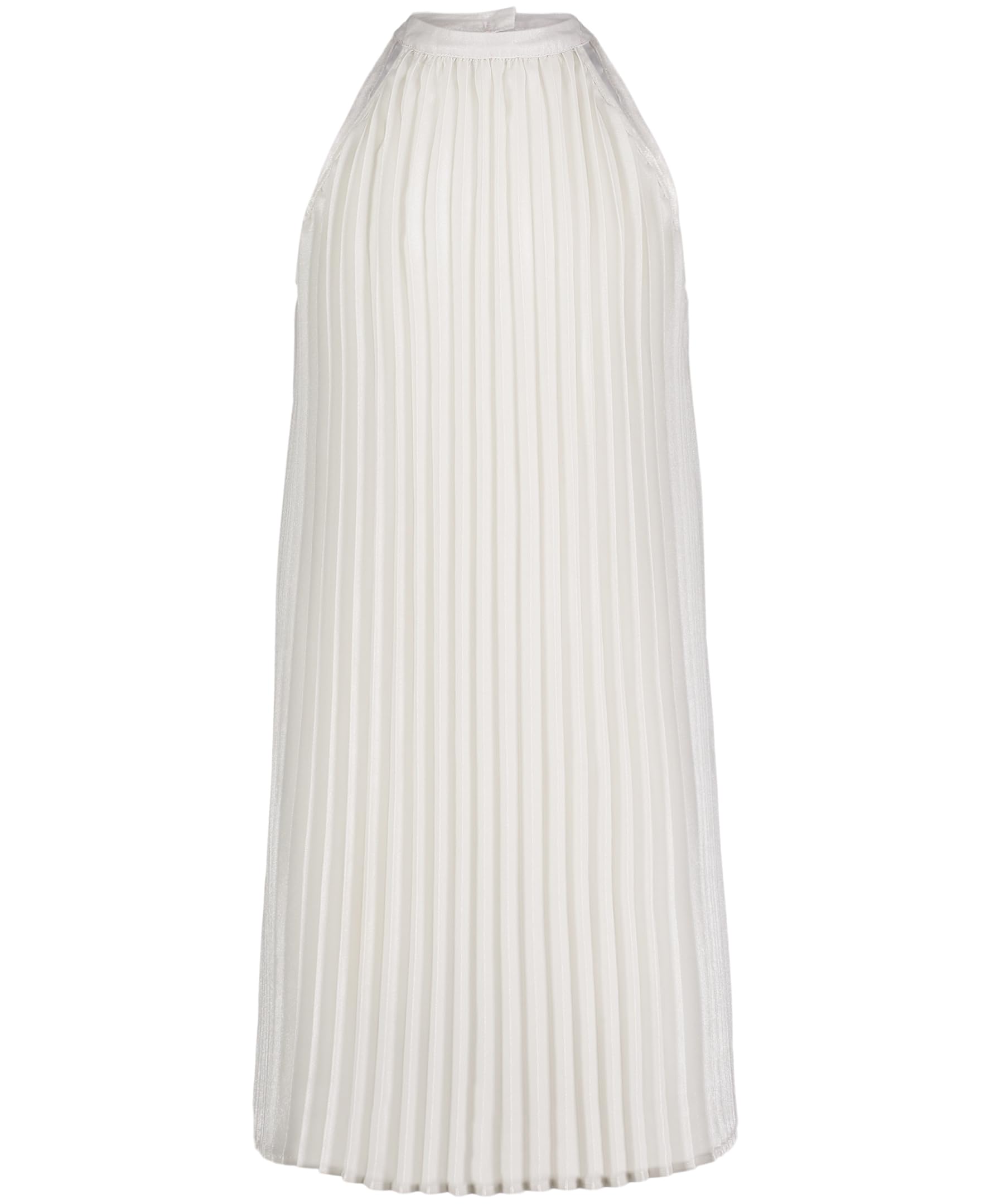 Calvin Klein Jeans Girls' Sleeveless Party Dress, Fit and Flare Silhouette, Round Neckline & Back Zip Closure, Silver Pleated, 16 Image