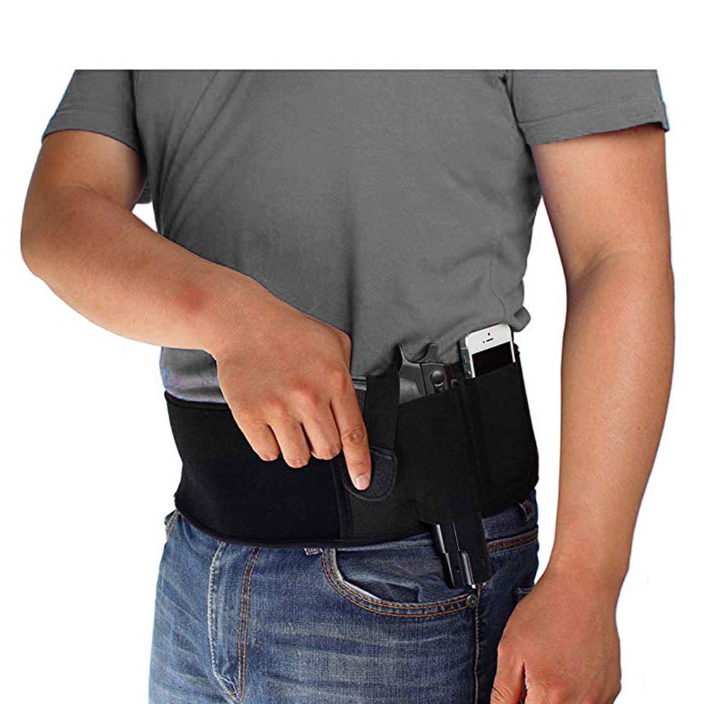 Belly Band Holster Tactical Waistband for Men Women Concealed Carry Pistols with Adjustable Comfortable Elastic Belt, Extra Pouch Invisible, Girdle Fit Hand Guns Stealthcarry