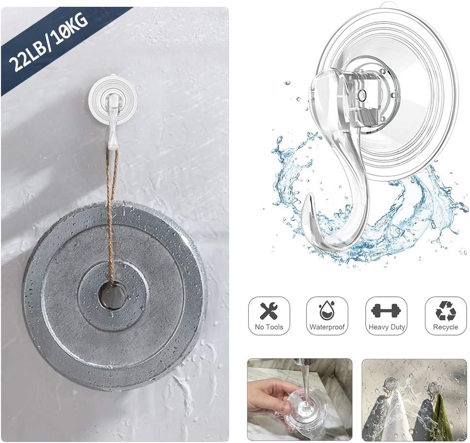 VIS'V Wreath Hanger, Large Clear Reusable Heavy Duty Wreath Hanger Suction Cup with Wipes 22 LB Strong Window Glass Suction Cup Hooks Wreath Holder for Halloween Christmas Wreath Decorations - 2 Packs: Home & Kitchen